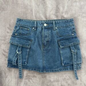 Fashion Nova Blue Denim Mini Skirt